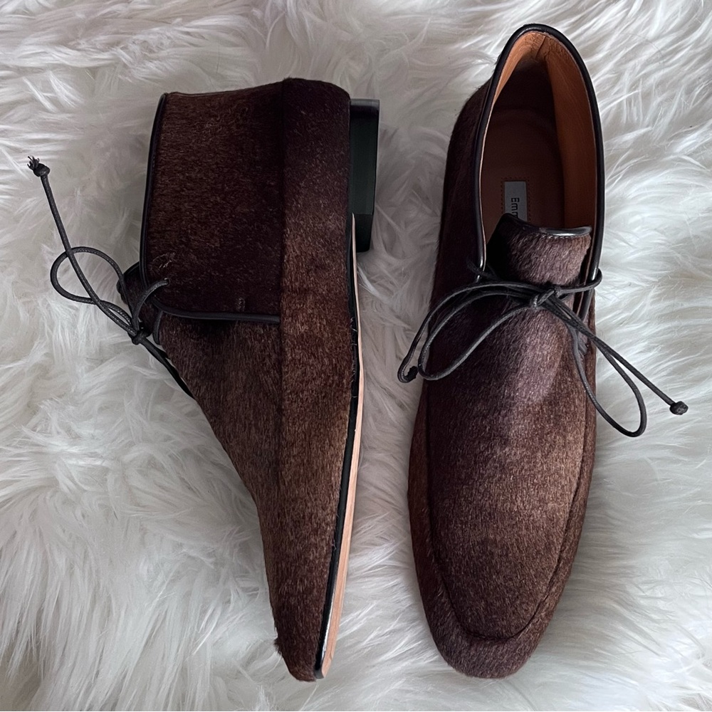 Emme Parsons Brown Pony Hair Ankle Booties 39